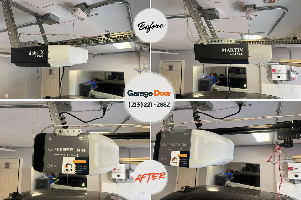 Before and after: garage door repair Hasbrouck Heights, NJ